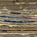 A stack of corrugated cardboard sheets with visible layers and edges, showing rough Royalty Free Stock Photo