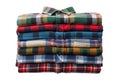 Stack of cozy flannel shirts in vibrant plaid patterns ready for autumn adventures Royalty Free Stock Photo