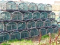 Stack of crab pots, fishing equipment