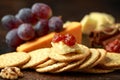 Stack of crackers with apple chutney and other snacks Royalty Free Stock Photo