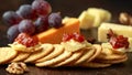 Stack of crackers with apple chutney and other snacks Royalty Free Stock Photo
