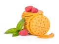 Stack of crackers with mint and berries Royalty Free Stock Photo