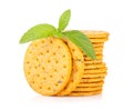 Stack of crackers with mint Royalty Free Stock Photo