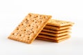 Stack of crackers with sesame seeds isolated on white background Royalty Free Stock Photo