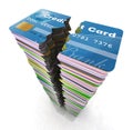 Stack of credit cards broken
