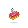 Stack of credit cards with verified check mark icon for secure transactions Royalty Free Stock Photo