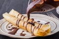 Stack of crepes, thin pancakes, russian bliny