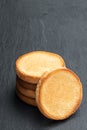 Stack of crispbakes on black stone background Royalty Free Stock Photo