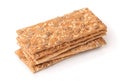 Stack of crispbread with sesame and sunflower seeds