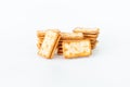 A stack of crispy sandwich crackers with sugar sprinkles isolated on a white background Royalty Free Stock Photo