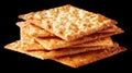 Stack of crispy square crackers glistening on transparent background Royalty Free Stock Photo