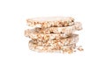 Stack of crunchy rice cakes isolated on white Royalty Free Stock Photo