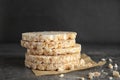 Stack of crunchy rice cakes Royalty Free Stock Photo