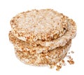 Stack of crunchy rice cakes on white background Royalty Free Stock Photo