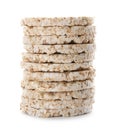 Stack of crunchy rice cakes on white background Royalty Free Stock Photo