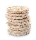 Stack of crunchy rice cakes on white Royalty Free Stock Photo