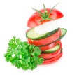 Stack of Cucumber and Tomato slices with Royalty Free Stock Photo