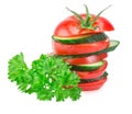 Stack of Cucumber and Tomato slices on Royalty Free Stock Photo