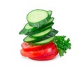 Stack of Cucumber and Tomato slices on Royalty Free Stock Photo