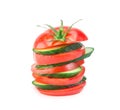 Stack of Cucumber and Tomato slices on Royalty Free Stock Photo