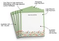 Stack of personalized marketing notepads with floral design isolated on white background Royalty Free Stock Photo