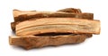 Stack of cut logs fire wood isolated over white Royalty Free Stock Photo