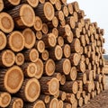 Stack of cut logs isolated on transparent background Royalty Free Stock Photo
