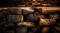 Stack of Cut Random Wood Pieces For Camp Fire Background Royalty Free Stock Photo