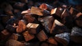 Stack of Cut Random Wood Pieces For Camp Fire Background Royalty Free Stock Photo