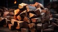 Stack of Cut Random Wood Pieces For Camp Fire Background Royalty Free Stock Photo
