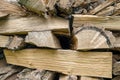 Stack of cut and stacked firewoods, background. Closeup photo wi Royalty Free Stock Photo