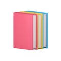 Stack of 3d color books. Educational literature with pink cover