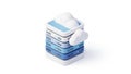 Stack of 3D Servers with Cloud Icons Representing Cloud Computing data storage Royalty Free Stock Photo