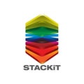 Stack 3D translucent colorful shinny rectangular stacked up