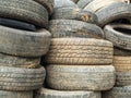 Stack Of Damaged Tires Royalty Free Stock Photo