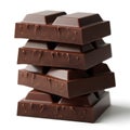 Stack of dark chocolate bars on white background Royalty Free Stock Photo
