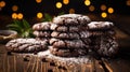 stack dark chocolate cookies Royalty Free Stock Photo