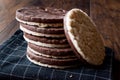 Stack Of Dark Chocolate Covered Rice Cakes or Corn Crackers Royalty Free Stock Photo