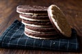 Stack Of Dark Chocolate Covered Rice Cakes or Corn Crackers Royalty Free Stock Photo