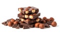 Stack of dark chocolate with hazelnuts Royalty Free Stock Photo