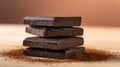 Stack of Dark Chocolate Pieces with. Royalty Free Stock Photo