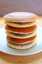 Stack of Dorayaki, a Japanese Azuki Bean Paste (Anko) Filled Pancake Royalty Free Stock Photo