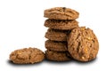 Stack of delicious chocolate chip butter cookies isolated on white background Royalty Free Stock Photo