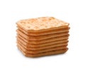 Stack of delicious crispy crackers isolated Royalty Free Stock Photo