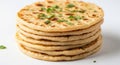 Stack of delicious flatbread isolated on transparent background Royalty Free Stock Photo