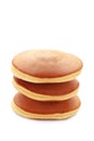 Stack of delicious pancakes isolated on white background Royalty Free Stock Photo