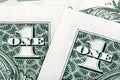 Stack details of one dollar bills close-up shot. Royalty Free Stock Photo