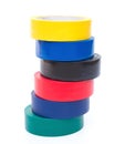 Stack of different color electrical tapes Royalty Free Stock Photo