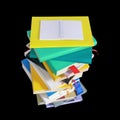 Stack of colorful books. Isolated on black Royalty Free Stock Photo