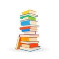 Stack of different colorful books on white Royalty Free Stock Photo